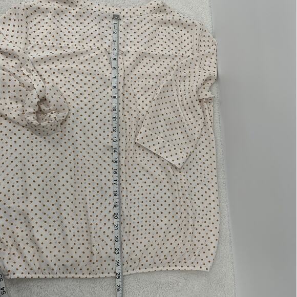 Soho New York & Co Womens Large Top 3/4 Roll Tab Sleeve Polka Dots Career Preppy - Picture 13 of 15